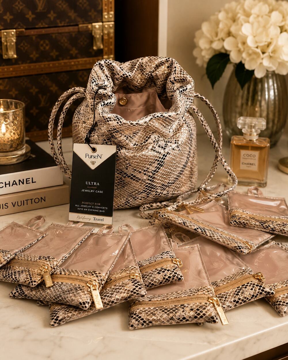 PurseN Ultra Jewelry Case Safari Sands Python Oprah's Favorite Things 2021 NWT
